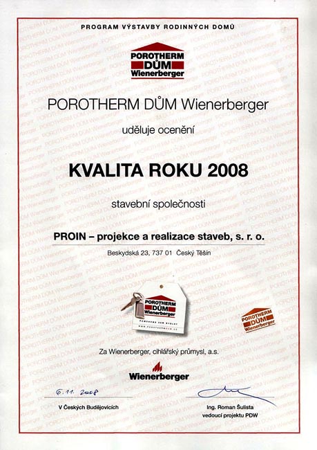 Reference stavební firmy PROIN s.r.o.